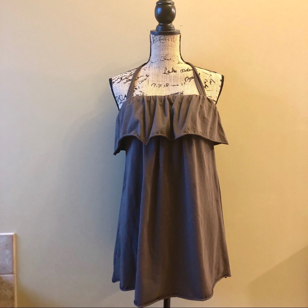 CAbi halter ruffled tunic top